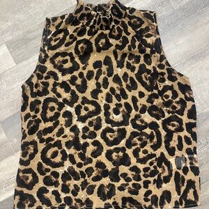 SHEIN Leopard Print High Neck Blouse